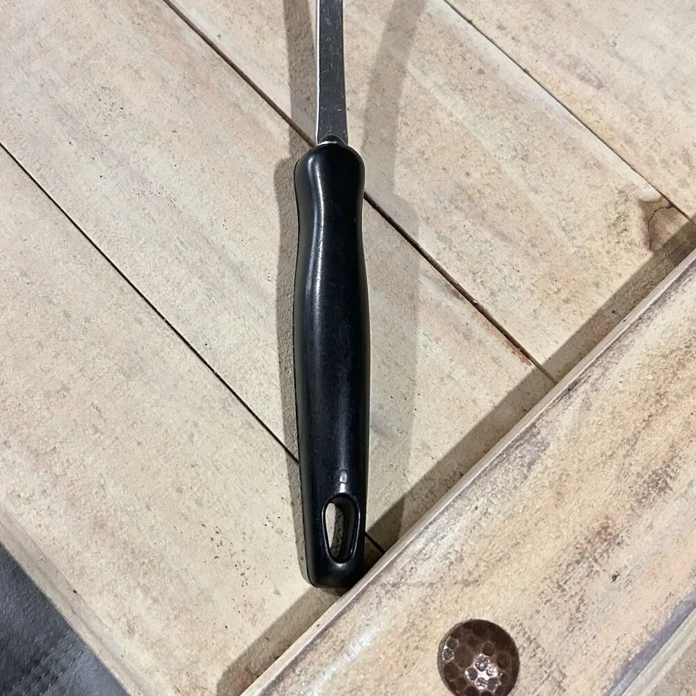 Vintage EKCO USA Stainless Steel Serving Spoon Utensil Woodgrain Handle